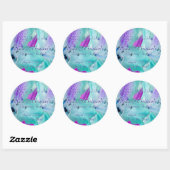 Blauwe Floral Ronde Sticker (Vel)