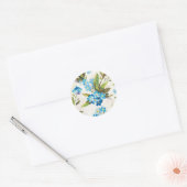 Blauwe Floral Ronde Sticker (Envelop)