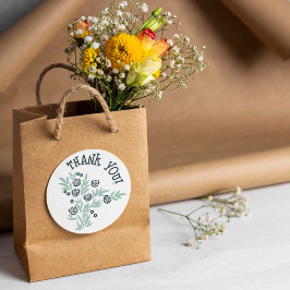 Blauwe Floral Ronde Sticker