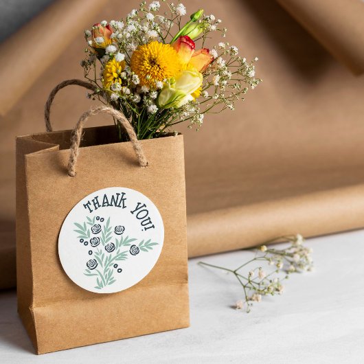 Blauwe Floral Ronde Sticker