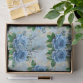 Blauwe Floral Roos Ephemera Tissuepapier (Geschenk)