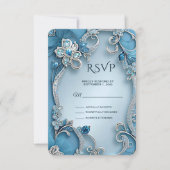 Blauwe Floral RSVP-kaart RSVP Kaartje (Voorkant)