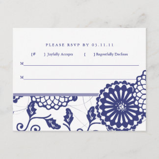 Blauwe Floral RSVP Kaartje