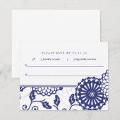 Blauwe Floral RSVP Kaartje (Voorkant / Achterkant)