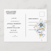  blauwe floral Save the Date Notice Pos Aankondigingskaart (Achterkant)