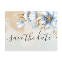  blauwe floral Save the Date Notice Pos