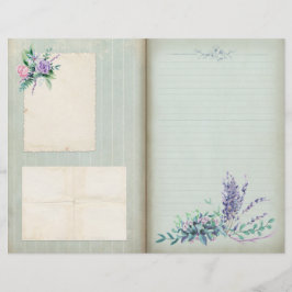 Blauwe Floral Shabby Striped Journal Page
