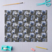 Blauwe Floral Skulls en Hands Dark Grey Decoupage Tissuepapier (Craft)