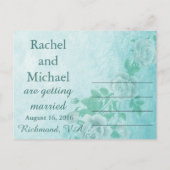 Blauwe Floral slaat de datum op Aankondigingskaart (Achterkant)