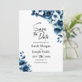 Blauwe Floral slaat de datum op Kaart (Staand voorkant)