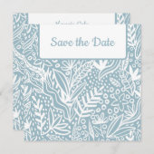 Blauwe Floral slaat de datum op Save The Date (Voorkant / Achterkant)