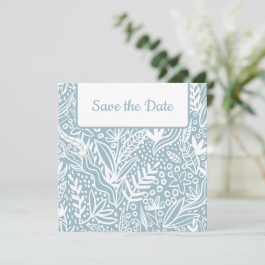 Blauwe Floral slaat de datum op Save The Date (Staand voorkant)