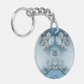 Blauwe  Floral Sleutelhanger (Voorkant Links)