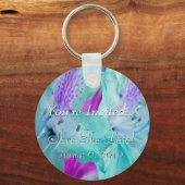 Blauwe Floral Sleutelhanger (Voorkant)