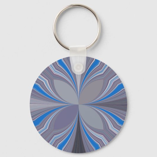 Blauwe Floral Sleutelhanger (Voorkant)