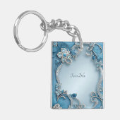Blauwe Floral Sleutelhanger (Voorkant Links)