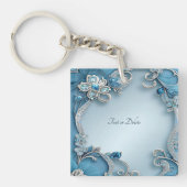 Blauwe Floral Sleutelhanger (Voorkant)