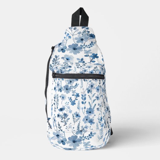 Blauwe Floral Sling Bag (Voorkant)