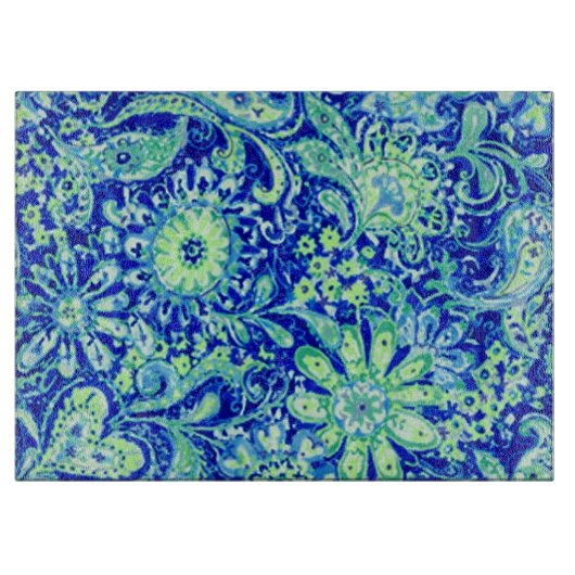 Blauwe Floral snijraad Snijplank (Voorkant)