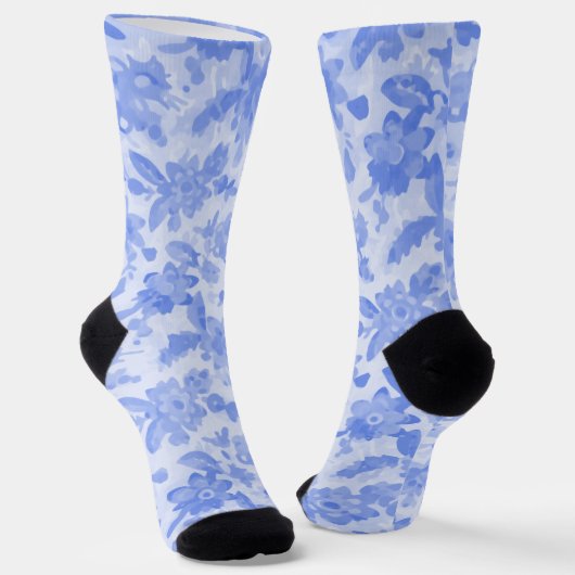 Blauwe Floral Sokken (Gebogen)