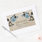 Blauwe  Floral Sparen de Stickers van de Datum (Envelop)