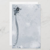 Blauwe Floral Stationery Briefpapier (Voorkant / Achterkant)