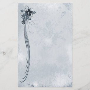 Blauwe Floral Stationery Briefpapier
