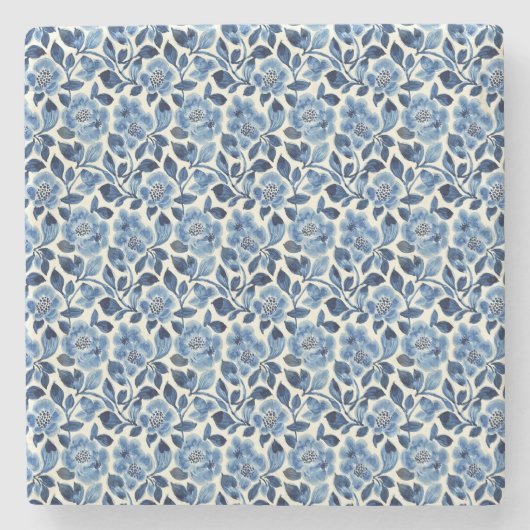 Blauwe Floral Stenen Onderzetter (Voorkant)