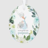Blauwe Floral Stork Je wordt grootouders Ornament (voorkant)