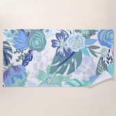 Blauwe Floral Strandlaken (Voorkant)