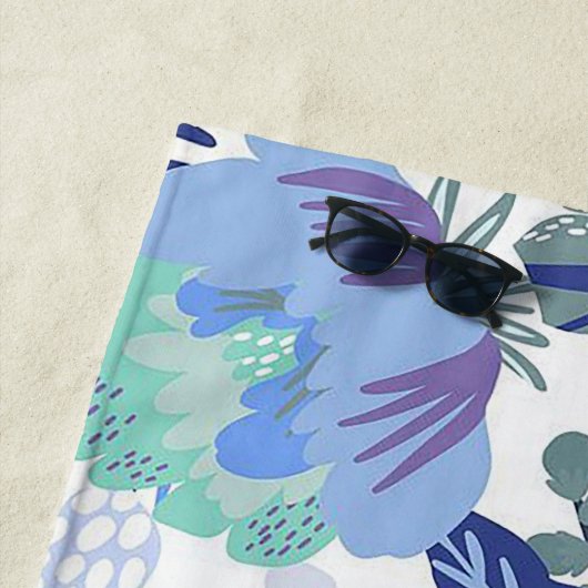 Blauwe Floral Strandlaken (In situ)