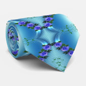 Blauwe Floral Stropdas (Opgerold)