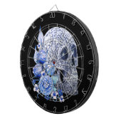 Blauwe Floral Sugar Skull Blue Flowers Dartbord (Voorkant Rechts)