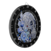 Blauwe Floral Sugar Skull Blue Flowers Dartbord (Voorkant Links)