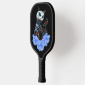Blauwe Floral Sugar Skull Day of the Dead Cat Pickleball Paddle (Links)