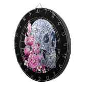 Blauwe Floral Sugar Skull Pink Flowers Dartbord (Voorkant Rechts)