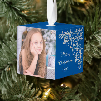 Blauwe Floral Swirl Photo Template Decoratie