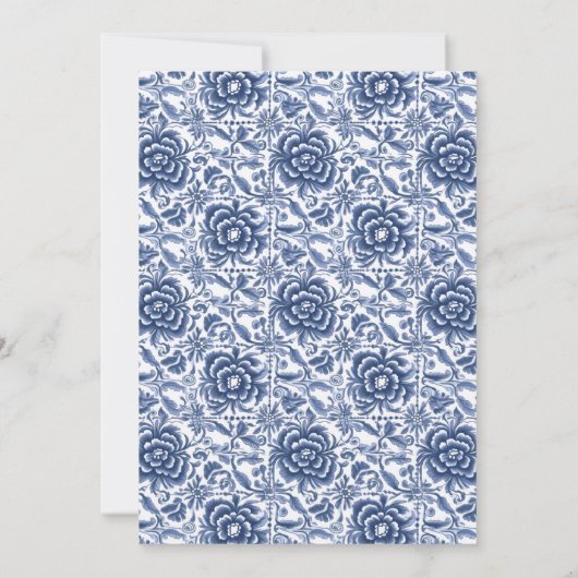 Blauwe Floral Tea Cup | Theebroodjes Vrijgezellenf Kaart (Achterkant)