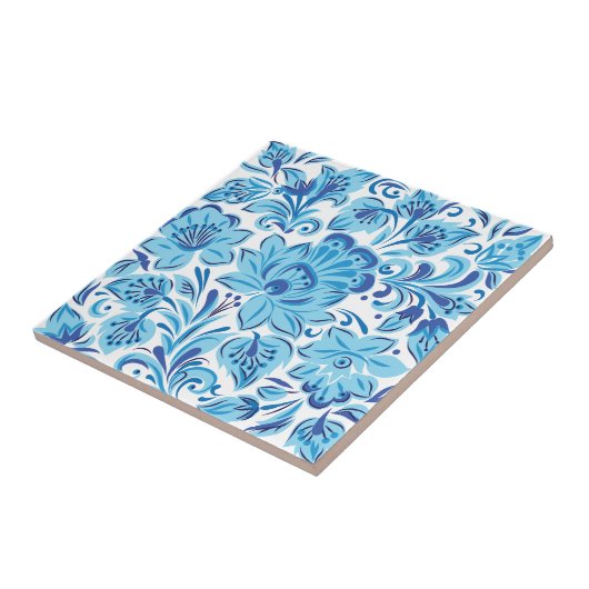 Blauwe Floral Tegeltje (Zijkant)