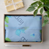  Blauwe Floral Tissuepapier (Geschenk)