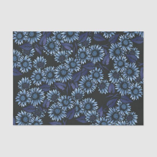 Blauwe Floral Tissuepapier (Voorkant)