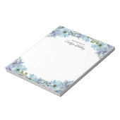 Blauwe Floral van het bureau van, gepersonaliseerd Notitieblok (Linkerzijde)