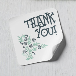 Blauwe Floral Vierkante Sticker