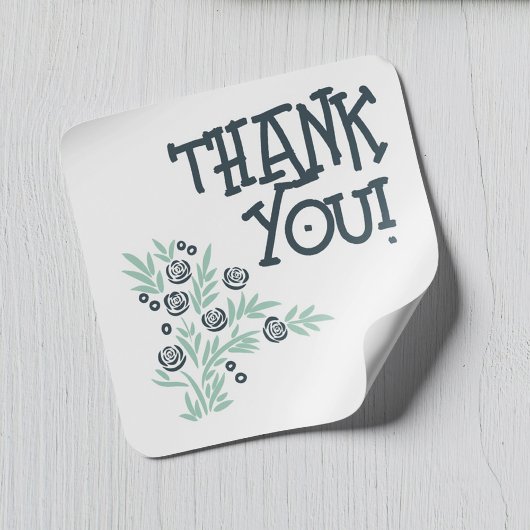 Blauwe Floral Vierkante Sticker