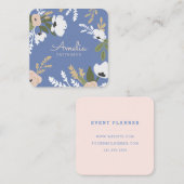 Blauwe Floral Vierkante Visitekaartje (Voorkant / Achterkant)