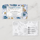 Blauwe  Floral Visitekaartje (Voorkant / Achterkant)