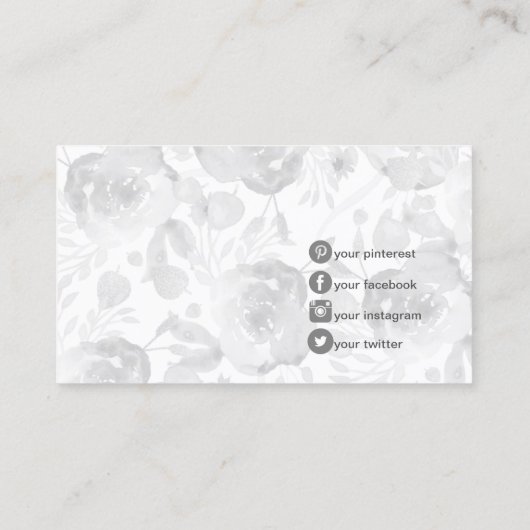 Blauwe  Floral Visitekaartje (Achterkant)