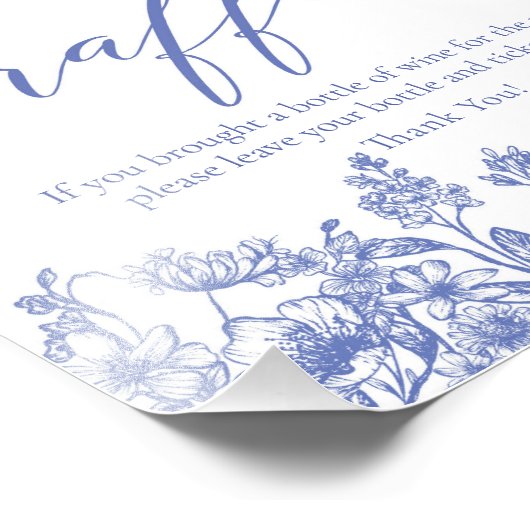 Blauwe Floral Vrijgezellenfeest Raffle Foto Afdruk (Hoek)