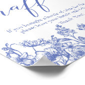 Blauwe Floral Vrijgezellenfeest Raffle Poster (Hoek)