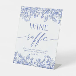 Blauwe Floral Vrijgezellenfeest Raffle Reclamebord Met Voetstuk